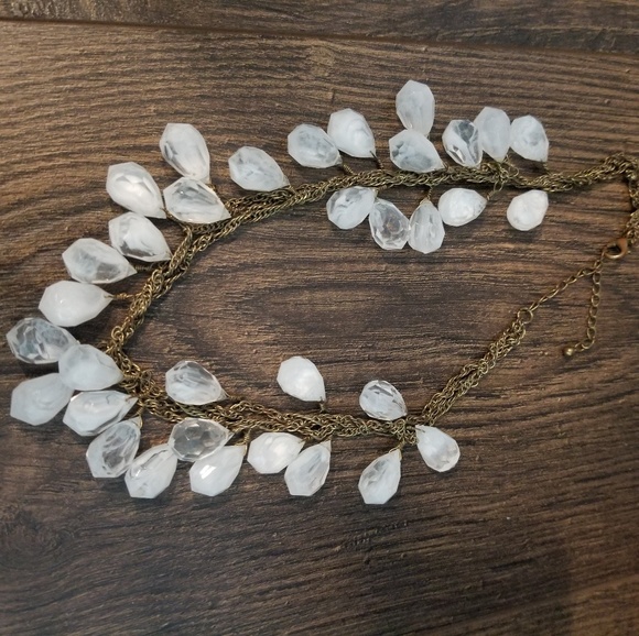 White Beaded Statement Necklace Free w Purchase - Picture 5 of 8